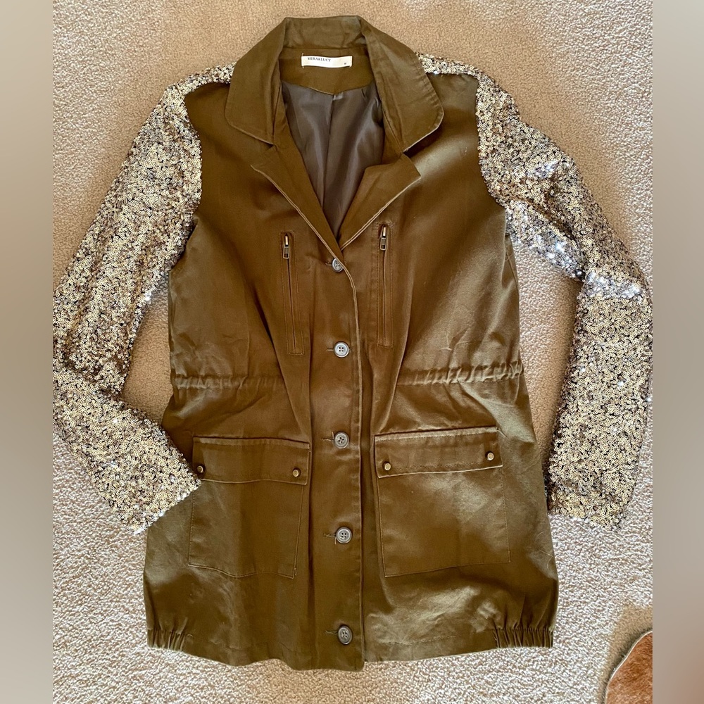 VERA&LUCY Sequin Sleeve Cargo Style Jacket